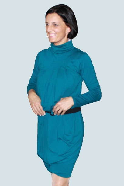 Preview: Raglankleid mit Faltenwurf und Rollkragen